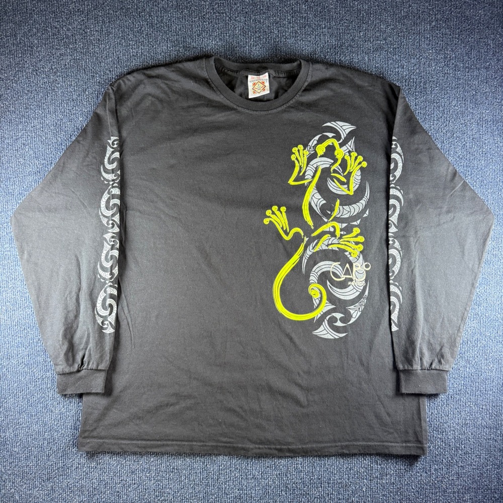 Yacht Club Cabo Mexico Gecko Long Sleeve Tee Mens 2XL 25in Pit Black Y2K